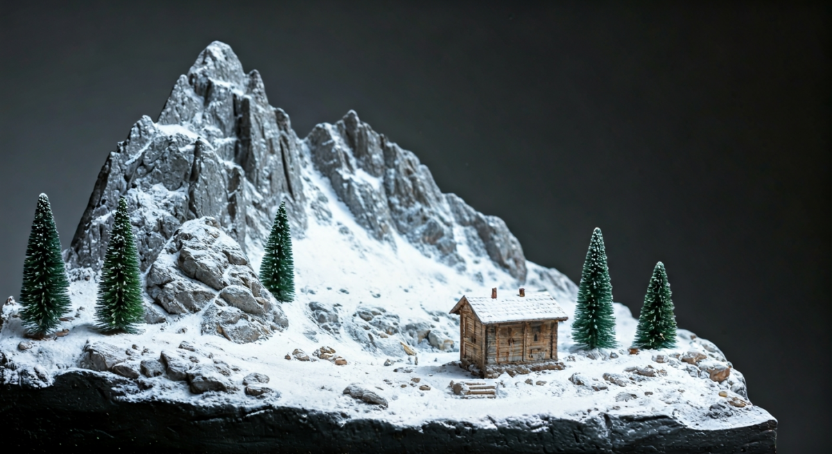 Come Costruire un Diorama di Montagna con Neve e Rocce — modello in scala riprodotto in dettaglio